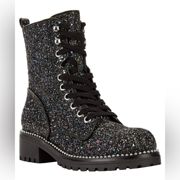 NEW Glittered Combat Boots Women's (w/ some blue,purple, green sparkle) - Picture 3 of 7